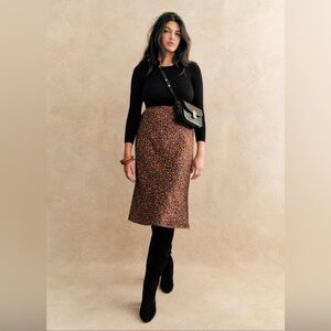 Sézane Sandy Skirt in Mini Leopard, Size 38 FR